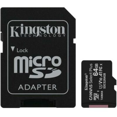 MICRO SD CARD 64GB KINGSTON CL10 A1 adapterrel SDCS2/64GB