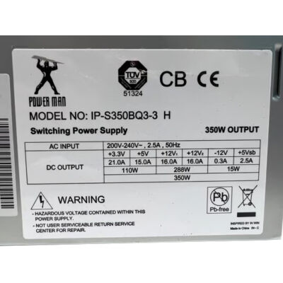 350W Power Man IP-S350EQ3-2 H Bronz 12cm tápegység (24/4+) pin