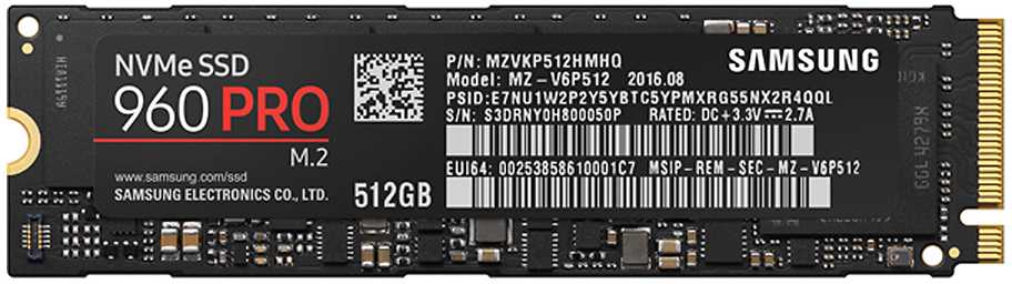 512GB Samsung 960 PRO 512GB M.2 2280 NVMe SSD