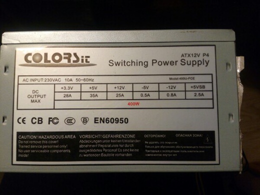 Colorsit 400W EN60950 Tápegység tápegység 24+4 pin